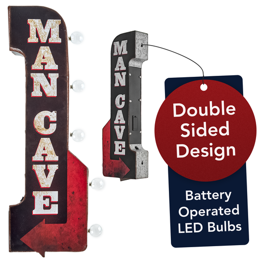 Man Cave Vintage LED Marquee Arrow Sign