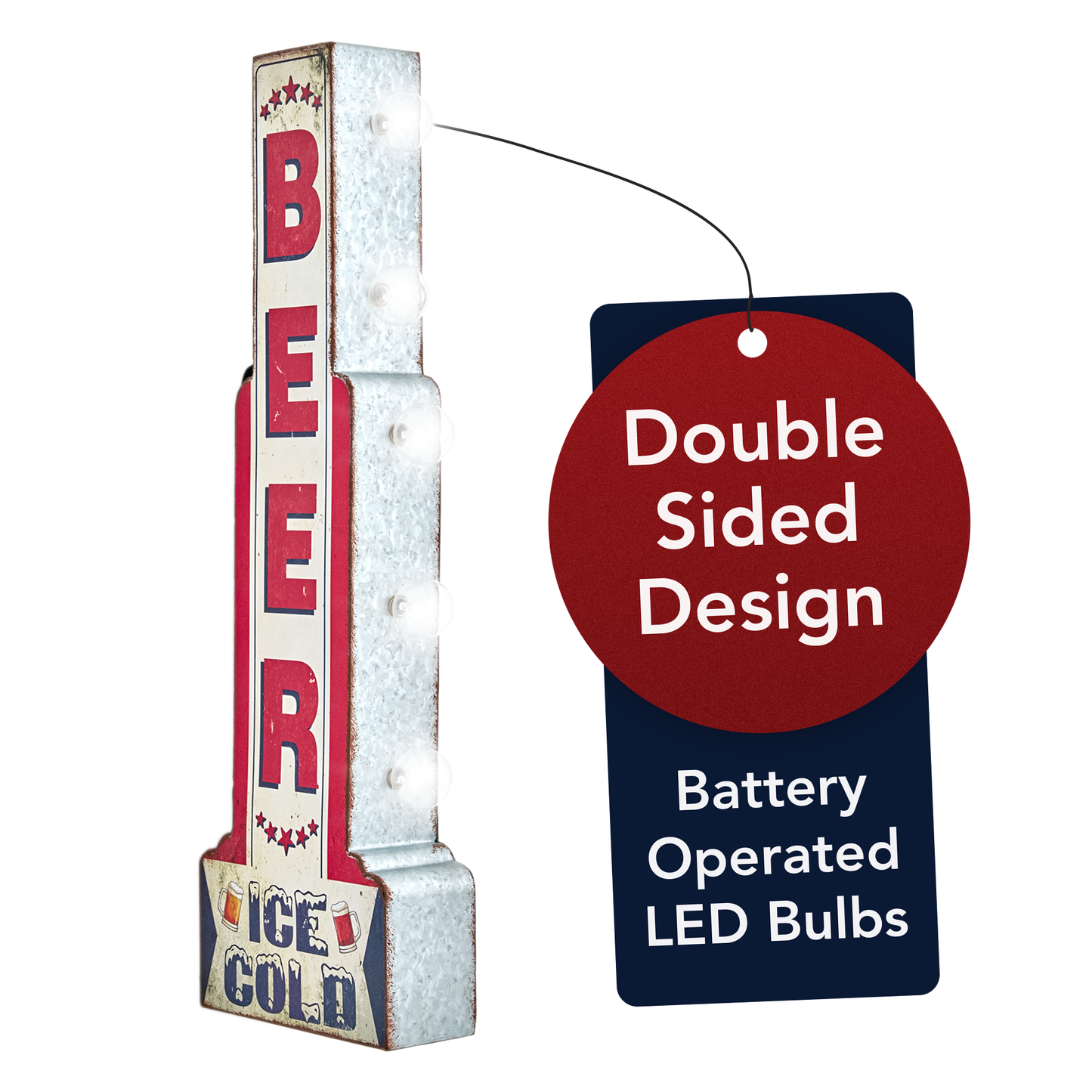 Metal LED Ice Cold Beer Marquee Sign