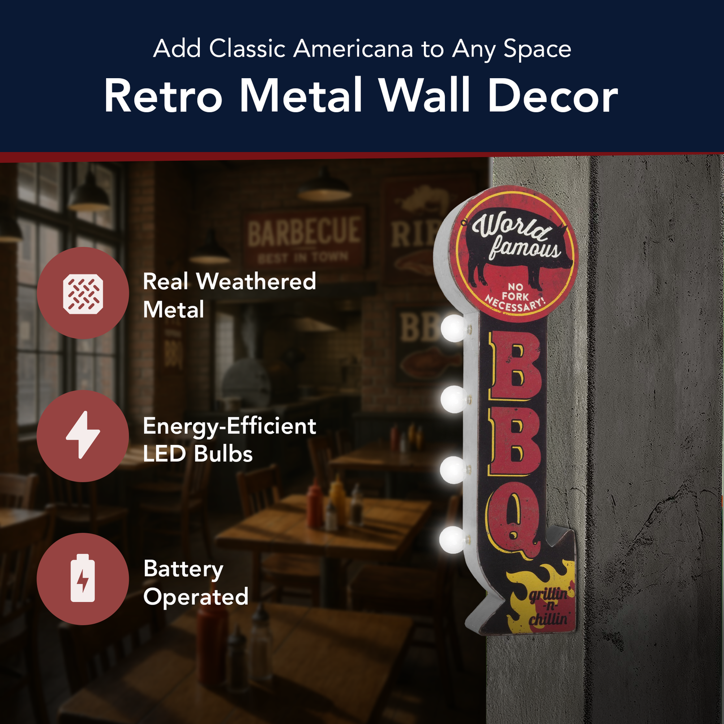 Famous BBQ Vintage LED Marquee Off the Wall Sign
