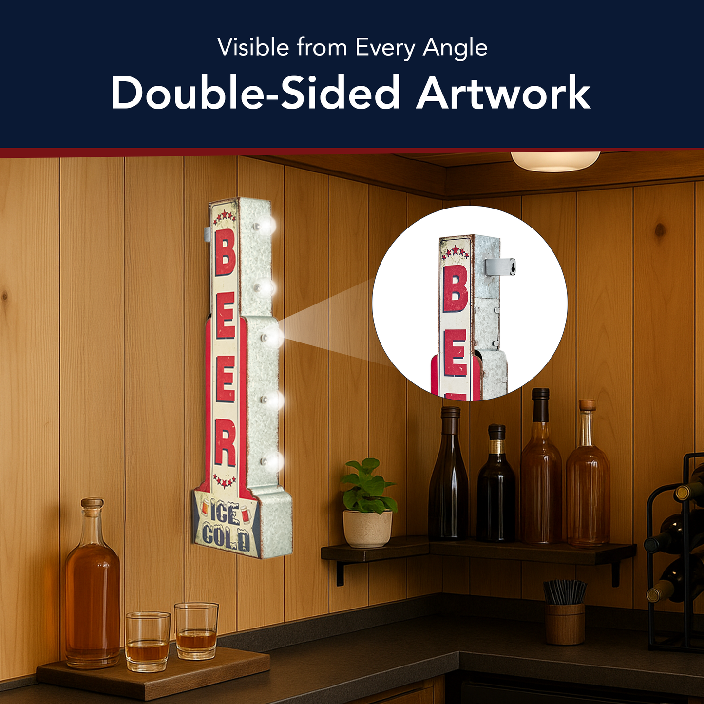 Metal LED Ice Cold Beer Marquee Sign