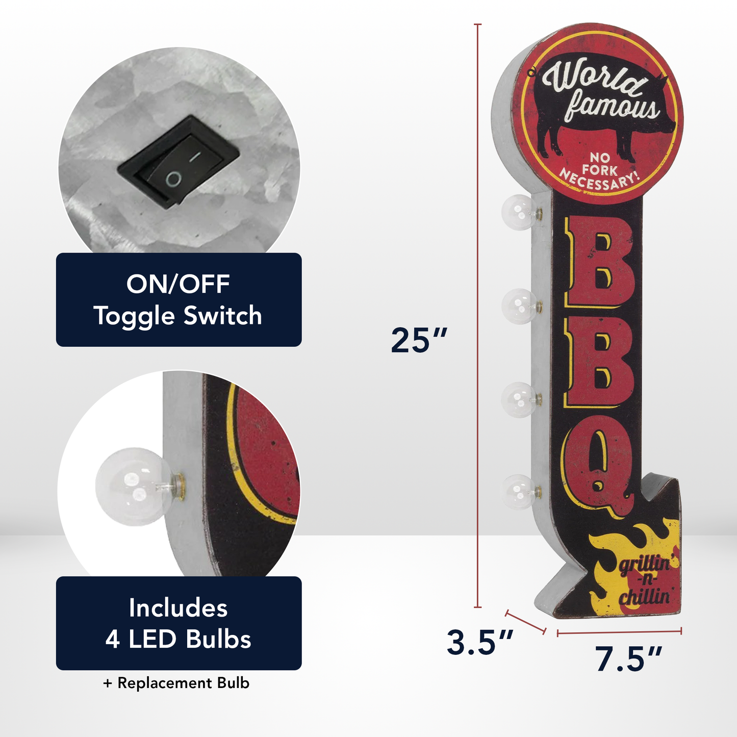 Famous BBQ Vintage LED Marquee Off the Wall Sign