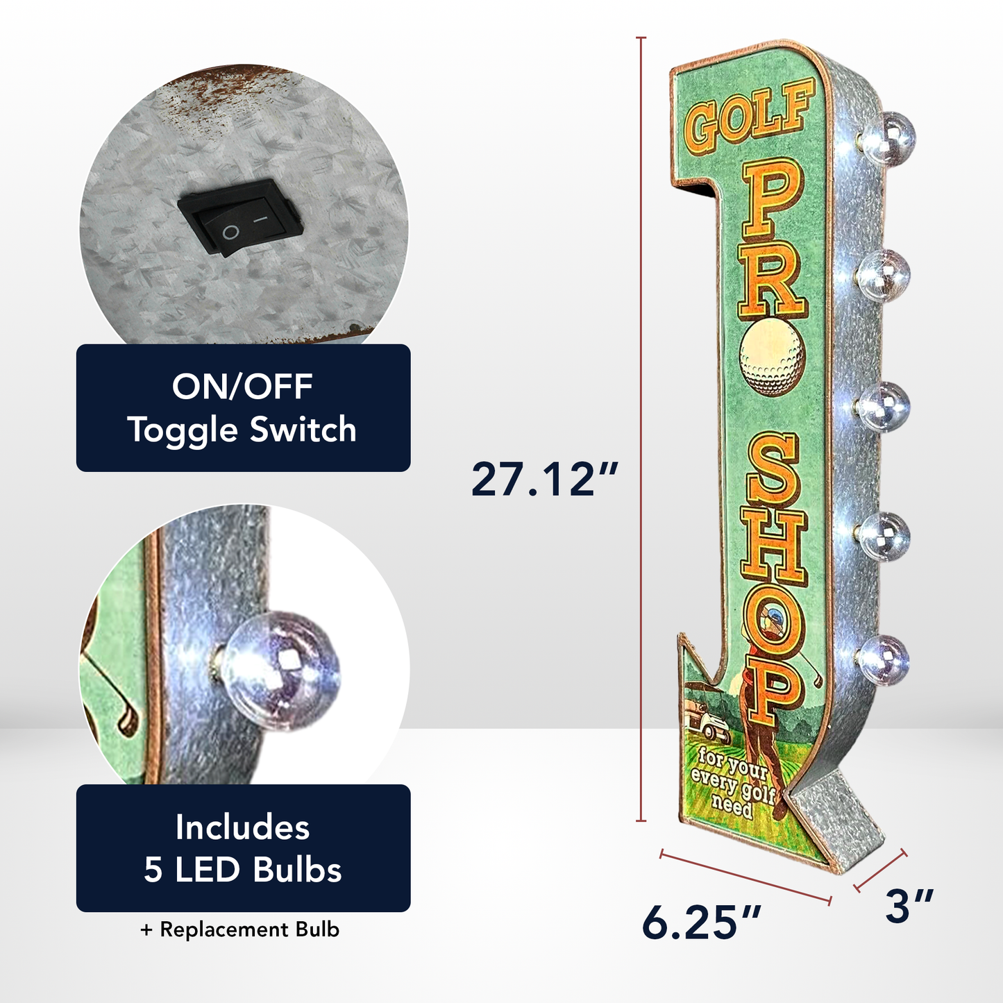 Metal LED Golf Pro Shop Marquee Sign