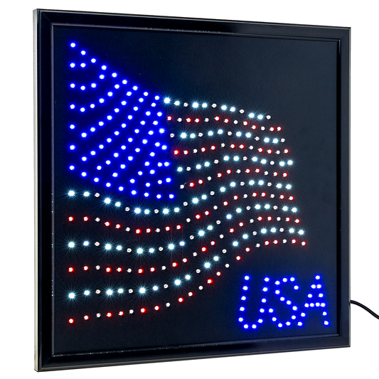 USA American Flag Framed LED Sign