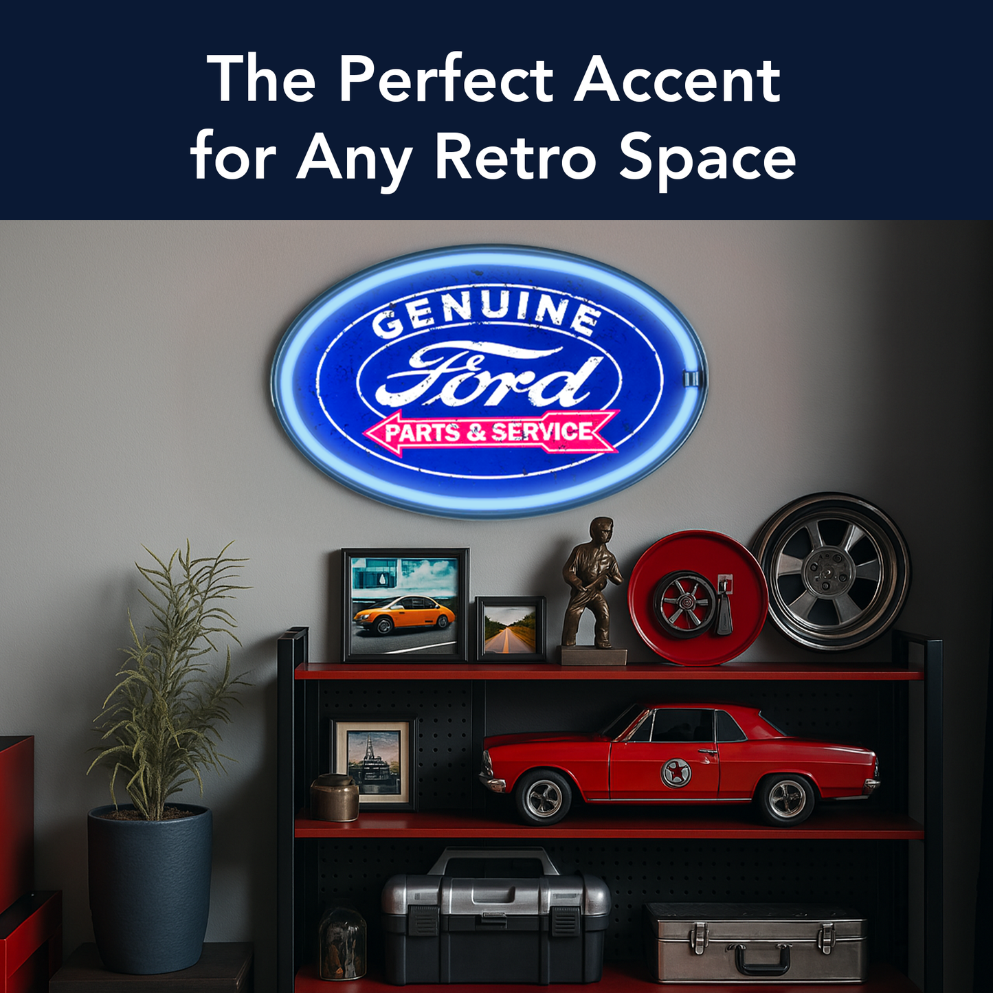 Officially Licensed Genuine Ford Parts & Service LED Neon Light Sign Wall Decor (10.25" x 16.25")
