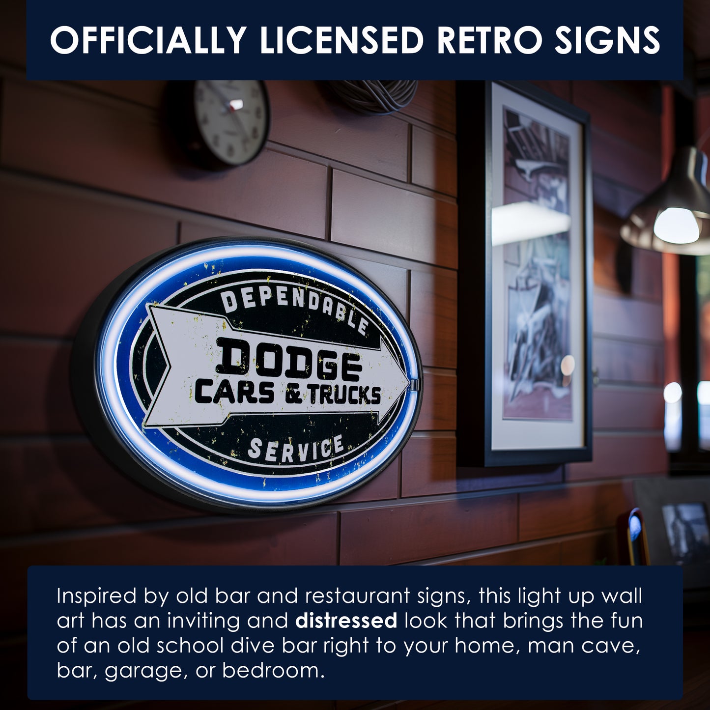 Officially Licensed Dodge Cars & Trucks Neon LED Light Sign (10.25” x 16.25”)