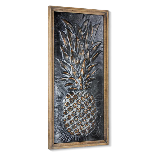 Metal Framed Pineapple Wooden Art