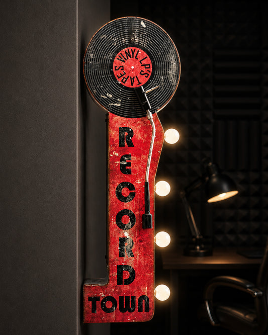 Record Town Vinyl LP's Tapes Vintage LED Marquee Sign Wall Decor