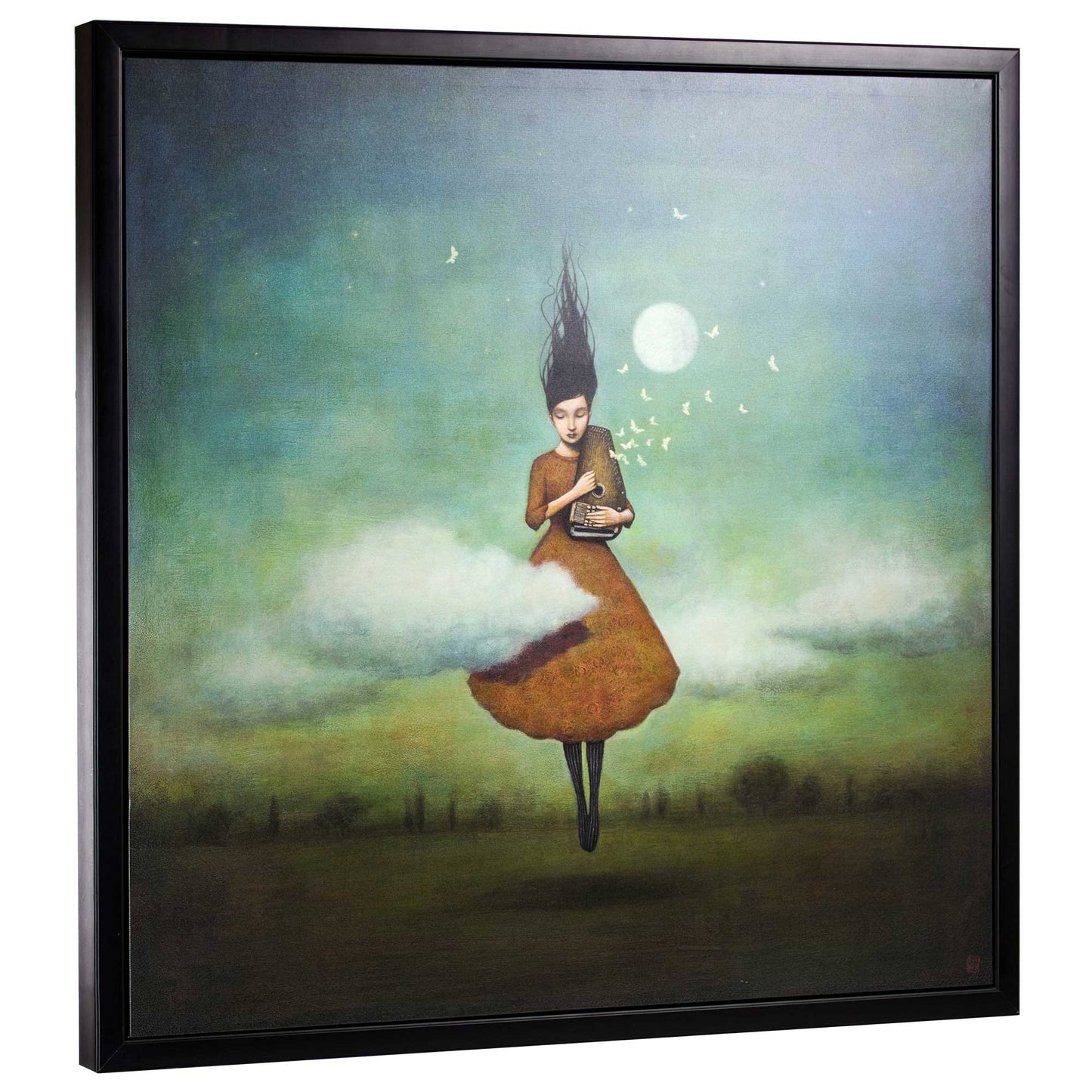 High Notes For Low Clouds by Duy Huynh Framed Canvas Surrealism Art - 35" x 35"