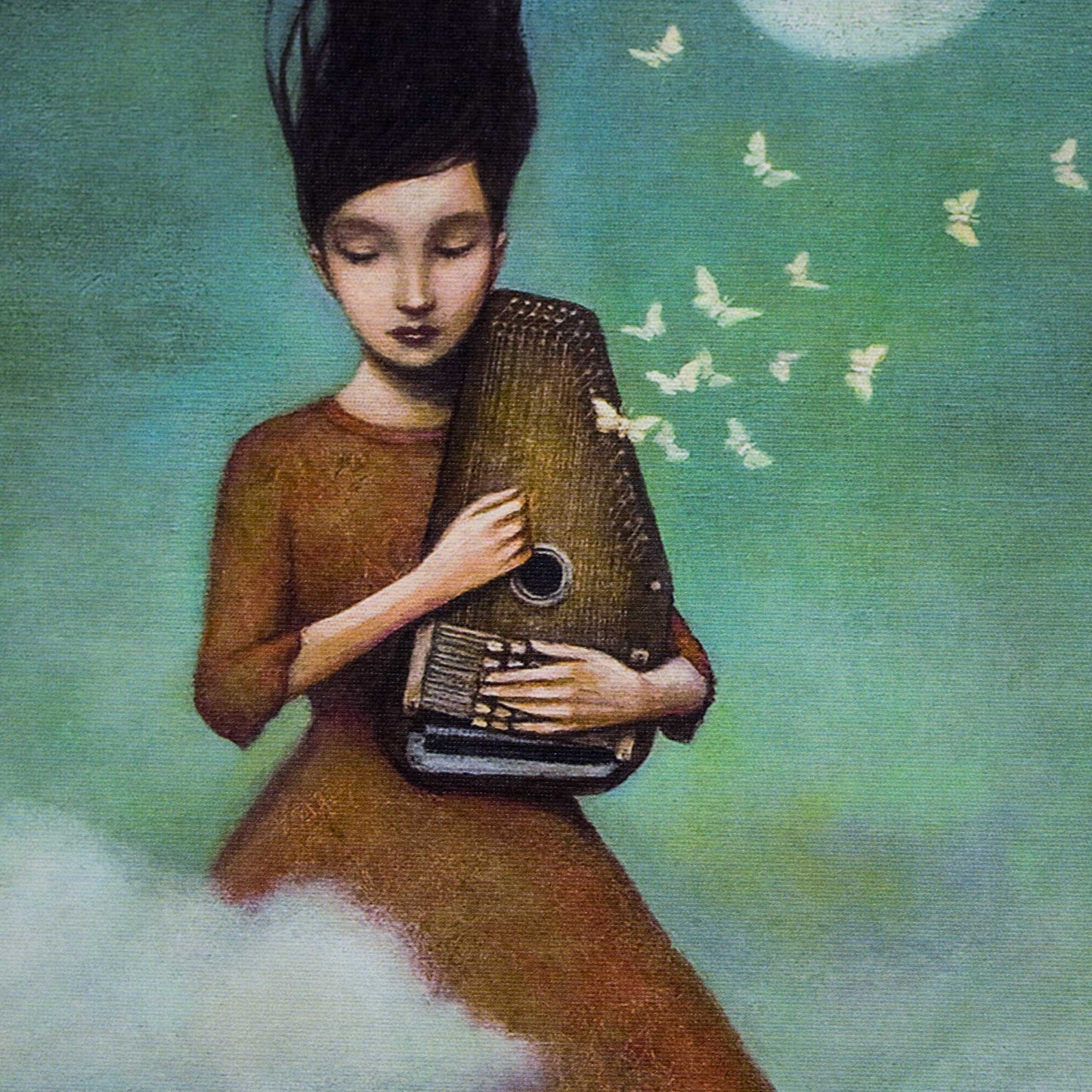 High Notes For Low Clouds by Duy Huynh Framed Canvas Surrealism Art - 35" x 35"