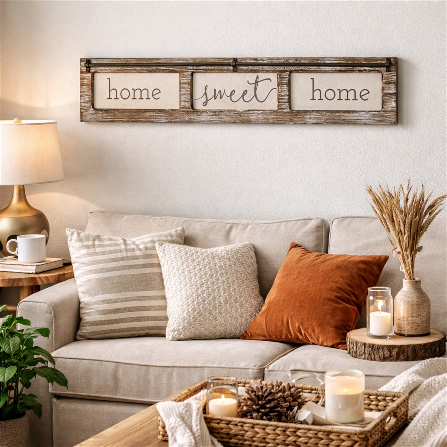 Home Sweet Home Rustic Wood Canvas Sign