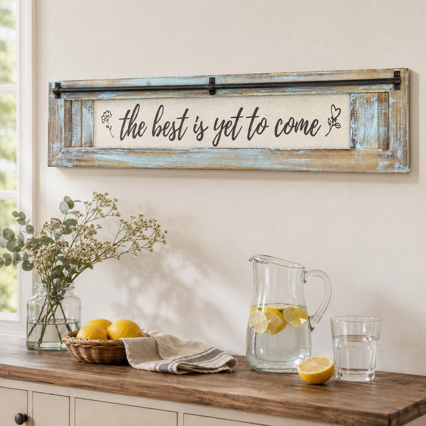 The Best is Yet to Come Inspirational Quote Wall Decor Sign (5.75” x 30”)