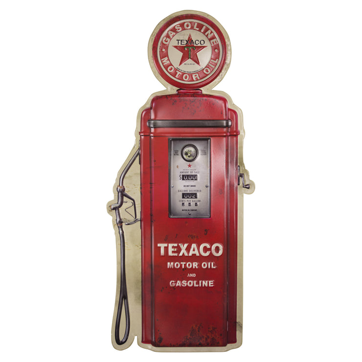 Vintage Texaco Motor Oil Gasoline Pump Embossed Metal Sign
