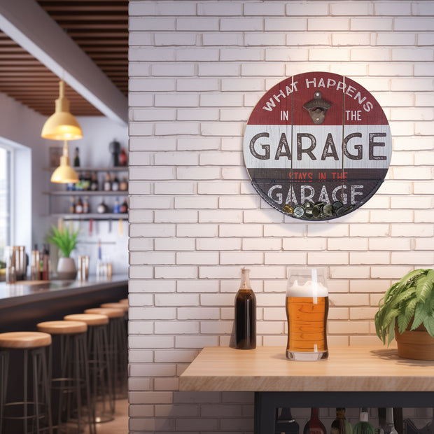 What Happens in the Garage Bottle Opener & Cap Catcher