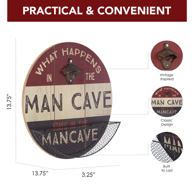Bottle Opener & Cap Catcher What Happens in the Man Cave