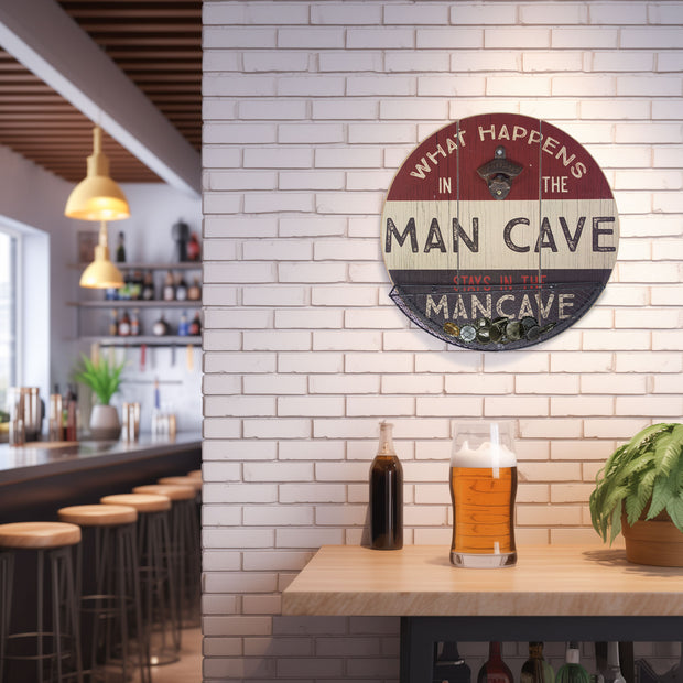 Bottle Opener & Cap Catcher What Happens in the Man Cave