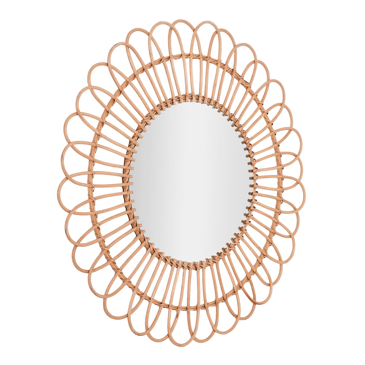 Boho Woven Rattan Sunburst Accent Wall Mirror, Natural - 25"