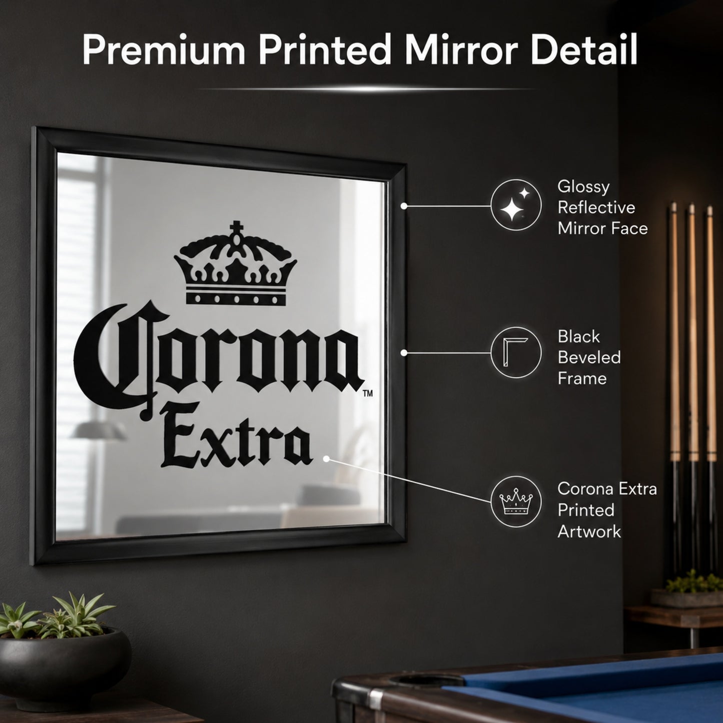 Corona Extra Printed Mirror Black