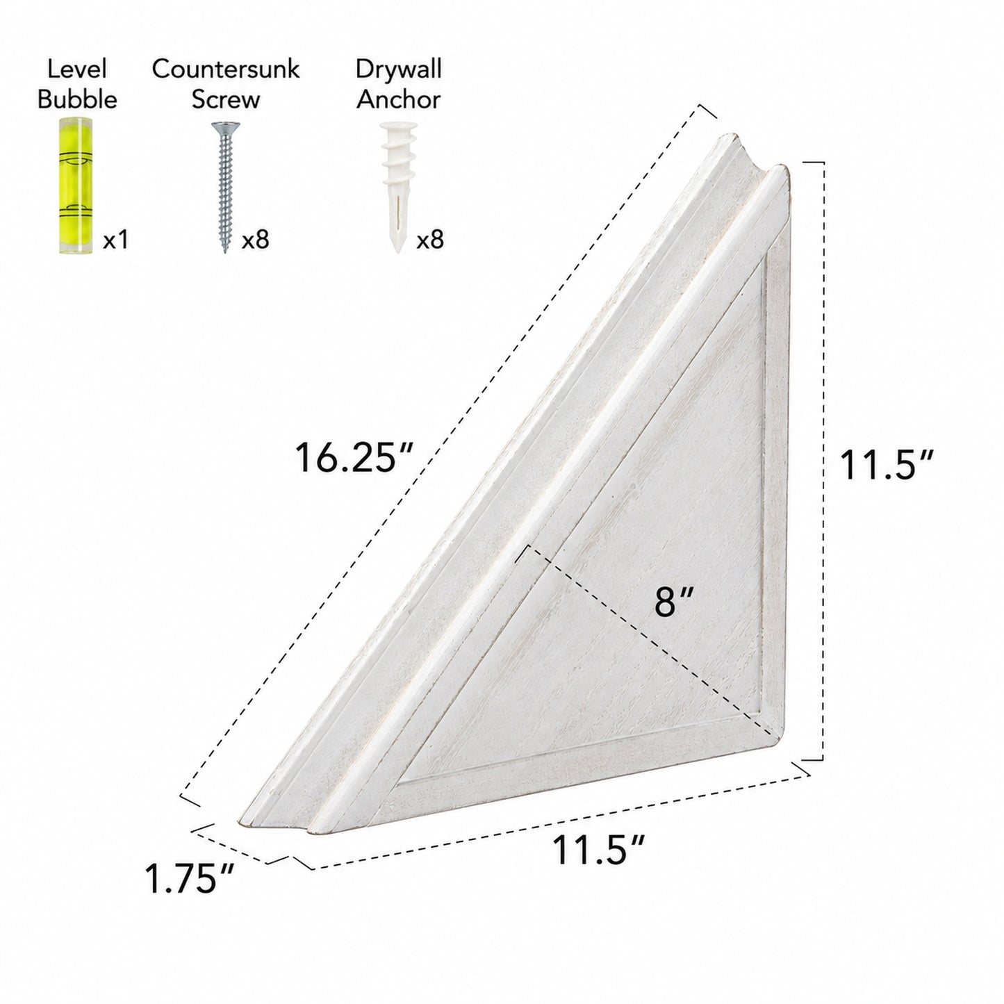 Beveled Wood Floating Corner Shelves (Set of 2) - White