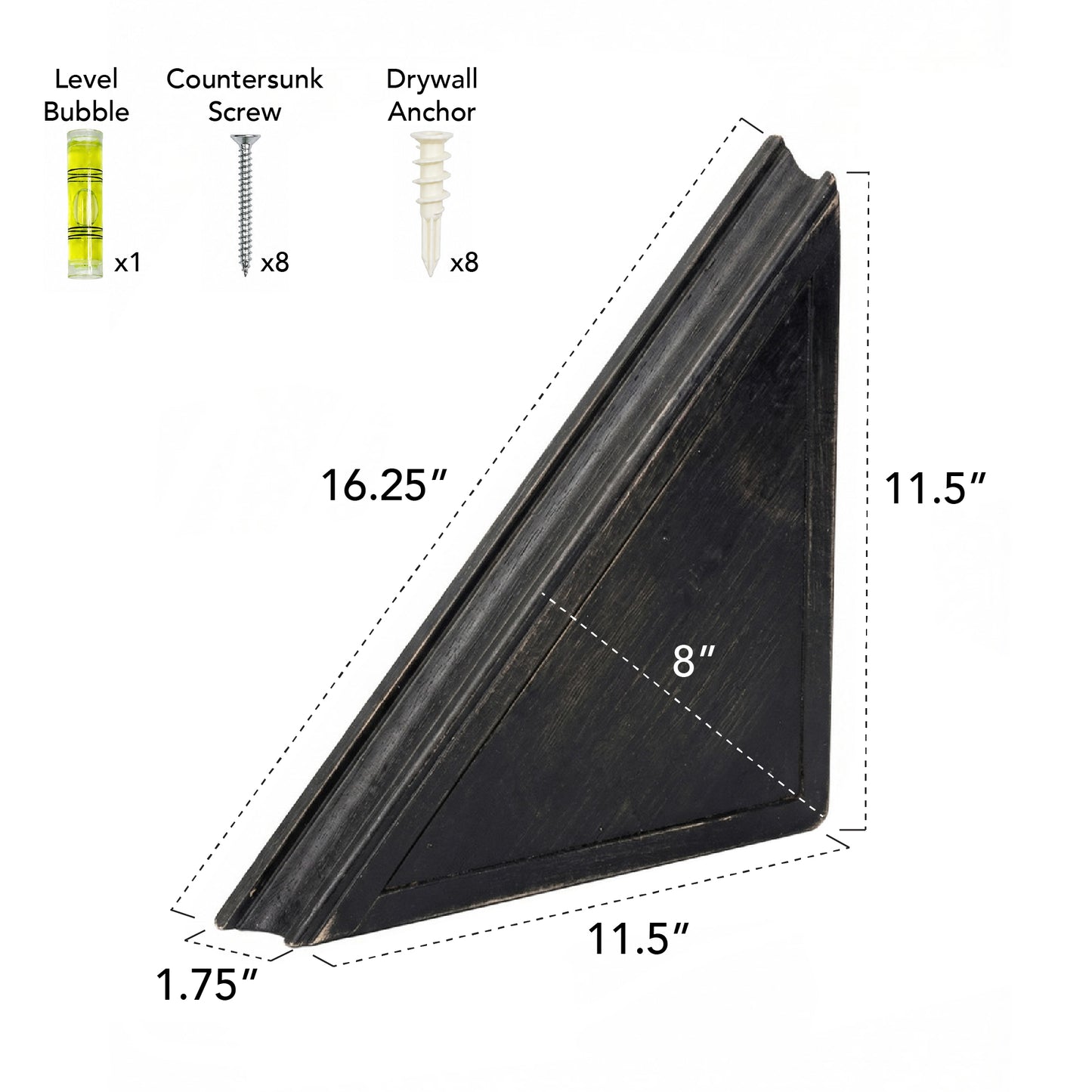 Beveled Wood Floating Corner Shelves (Set of 2) - Black