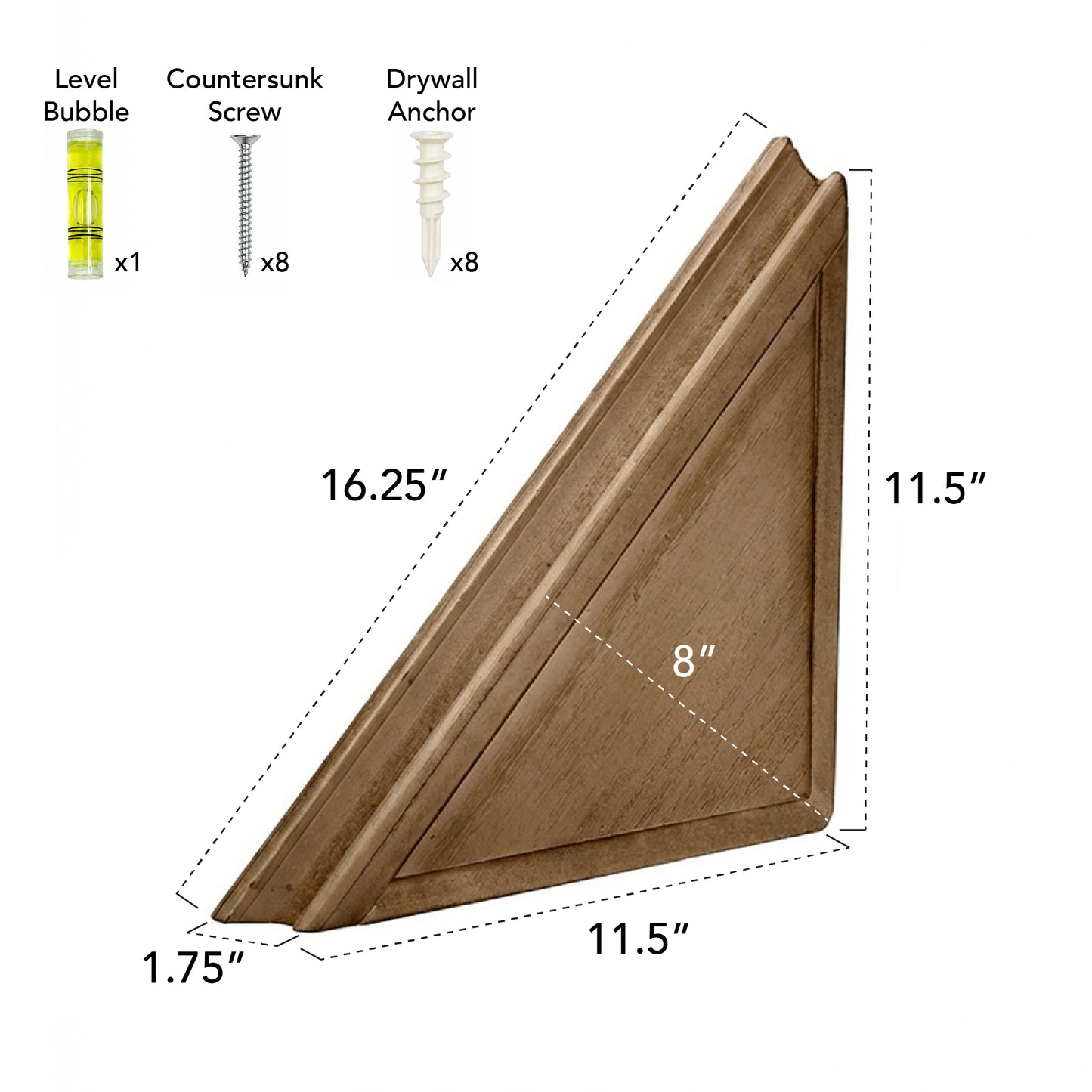 Beveled Wood Floating Corner Shelves (Set of 2) - Walnut Brown