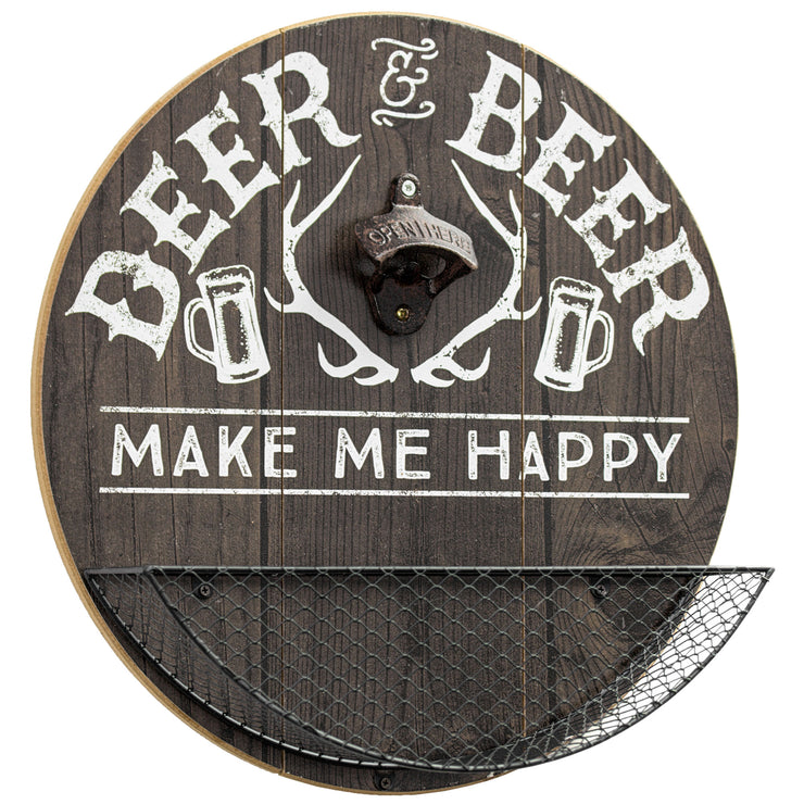 Deer & Beer Bottle Opener and Cap Catcher Wall Decor