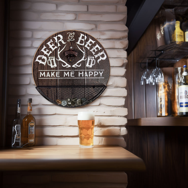 Deer & Beer Bottle Opener and Cap Catcher Wall Decor