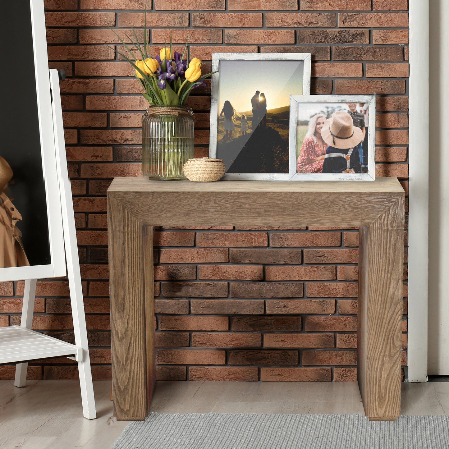 Large Wood Accent, End, Side Table - Walnut Brown