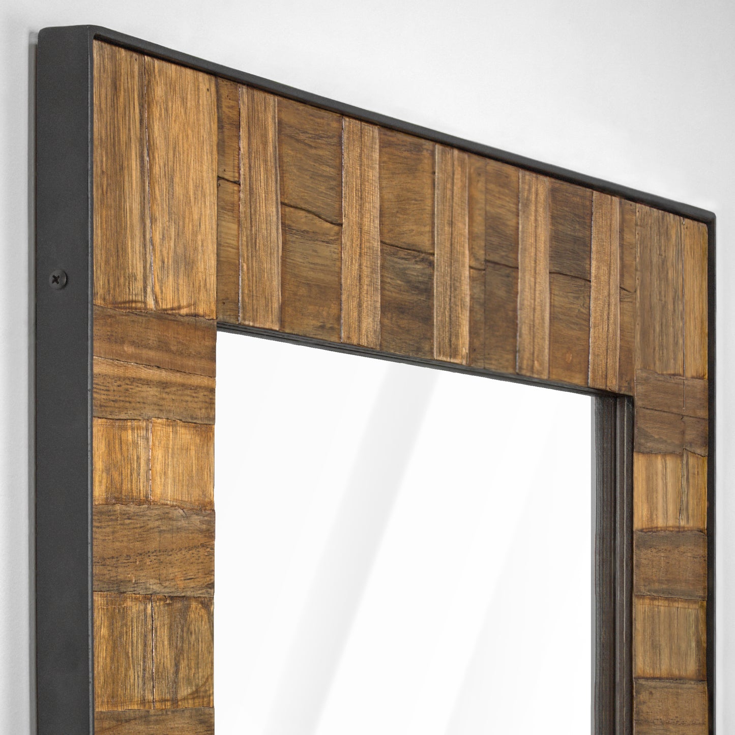 Rustic Wood and Metal Wall Mirror (35 x 26)