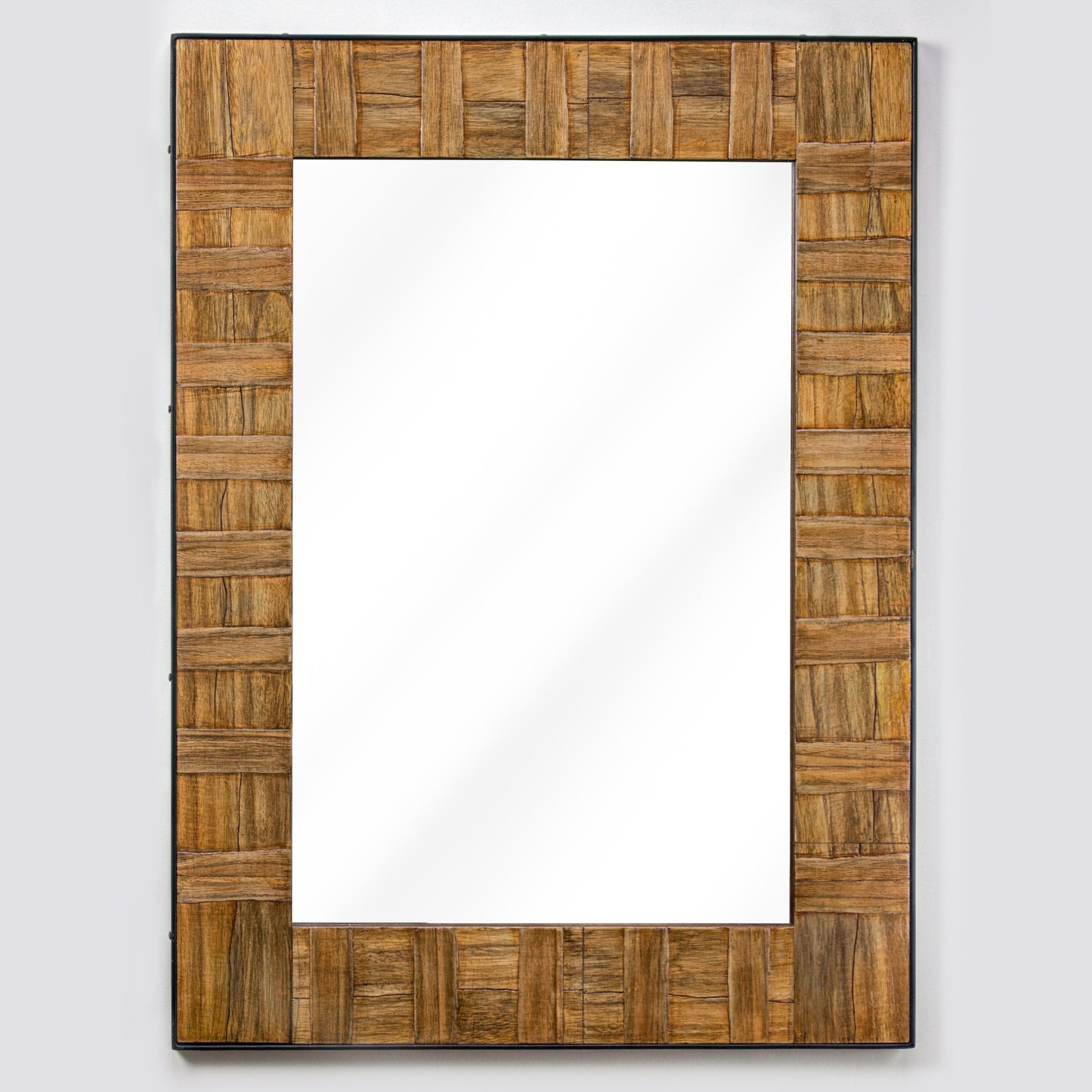 Rustic Wood and Metal Wall Mirror (35 x 26)