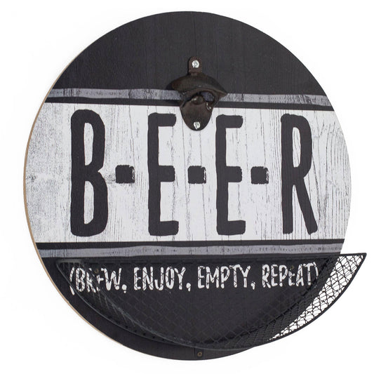 Vintage-Inspired 'B-E-E-R' Bottle Opener & Cap Catcher - 14"