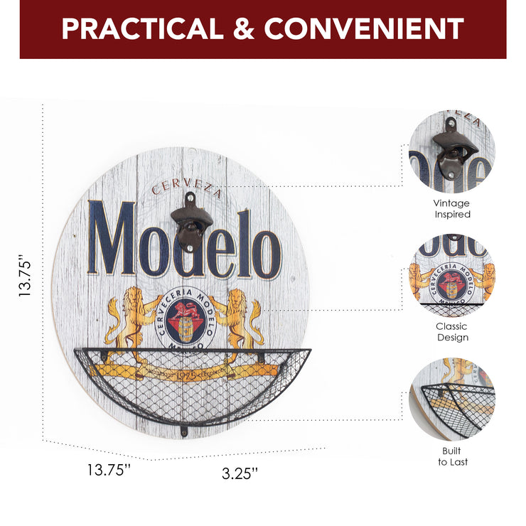 Modelo Beer Bottle Opener & Cap Catcher Wall Decor - 14"