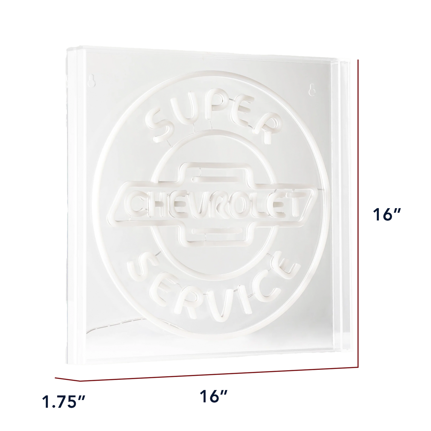 Licensed Chevrolet Super Service Acrylic LED Wall Decor Sign - 16" x 16"