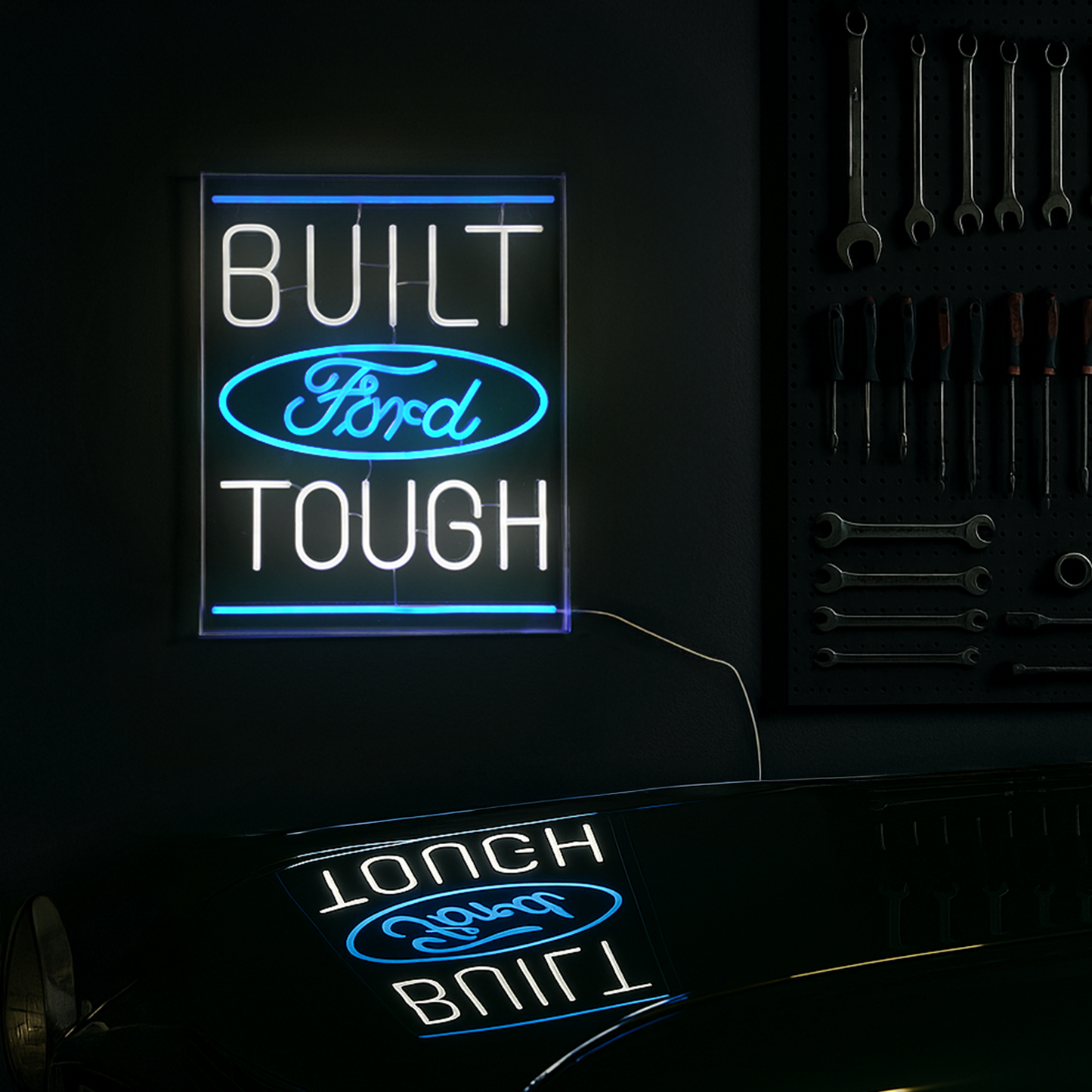 Licensed Ford Built Tough Acrylic LED Wall Decor Sign  - 16" x 20"