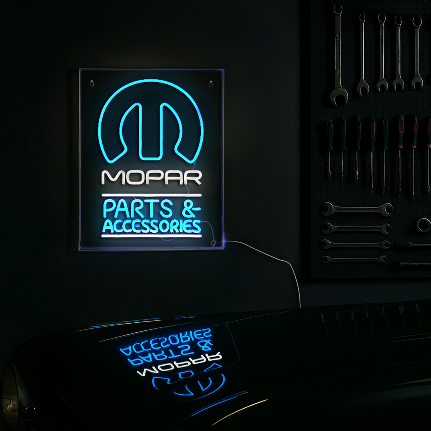 Licensed Mopar Parts & Accessories Acrylic LED Wall Decor Sign  - 16" x 20"