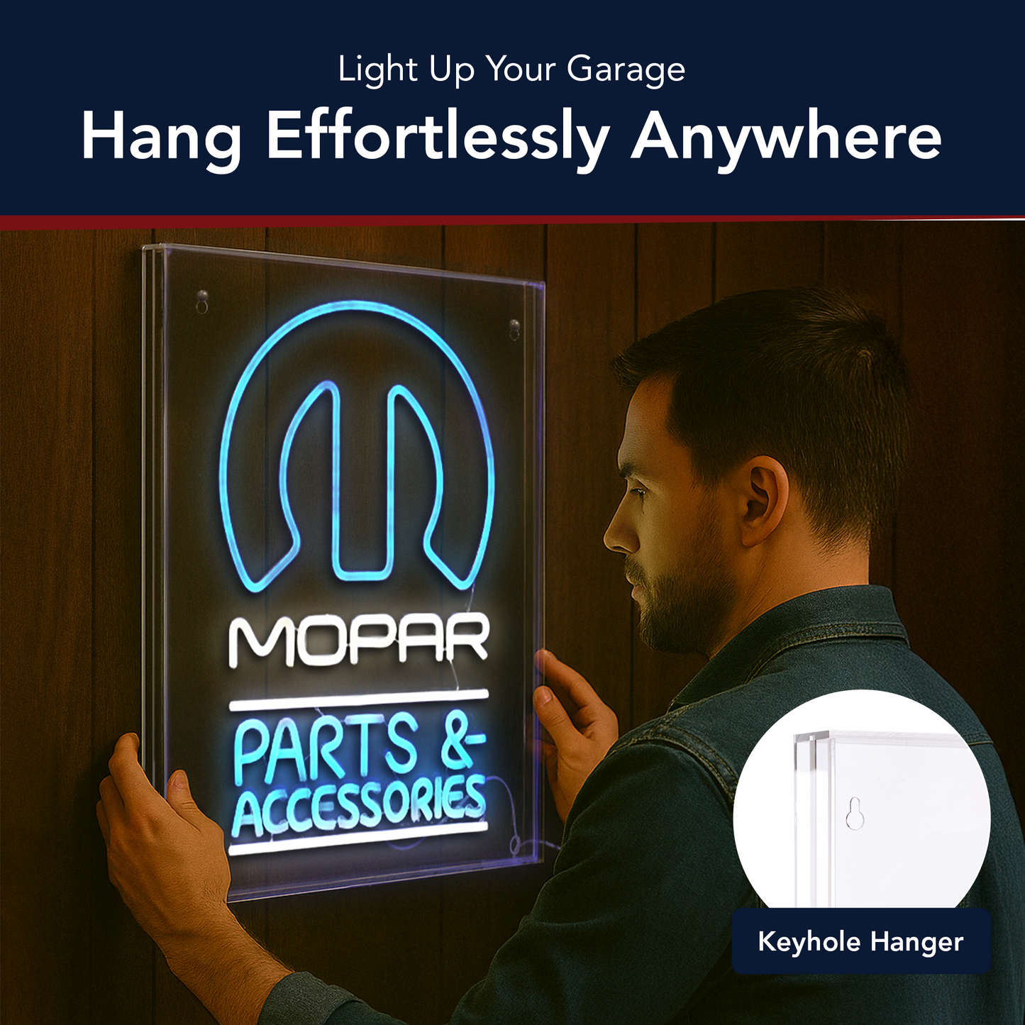 Licensed Mopar Parts & Accessories Acrylic LED Wall Decor Sign  - 16" x 20"