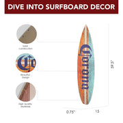 Licensed Corona Color Tones Surfboard Plaque Wall Sign - 60"x15"