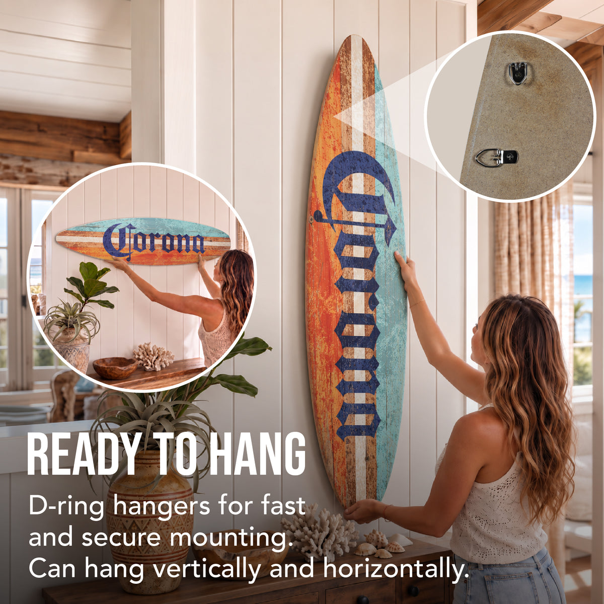 Licensed Corona Color Tones Surfboard Plaque Wall Sign - 60"x15"