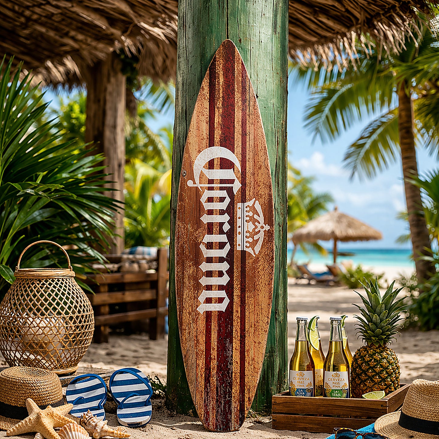 Licensed Corona Brown Tones Surfboard Plaque Wall Sign - 60"x15"