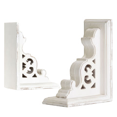 Distressed Vintage Whitewashed Decorative Wood Bookends (Set of 2