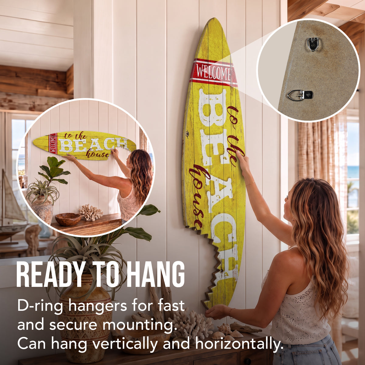 Welcome to the Beach House Shark Bite Surfboard Wall Decor - 60"x15"