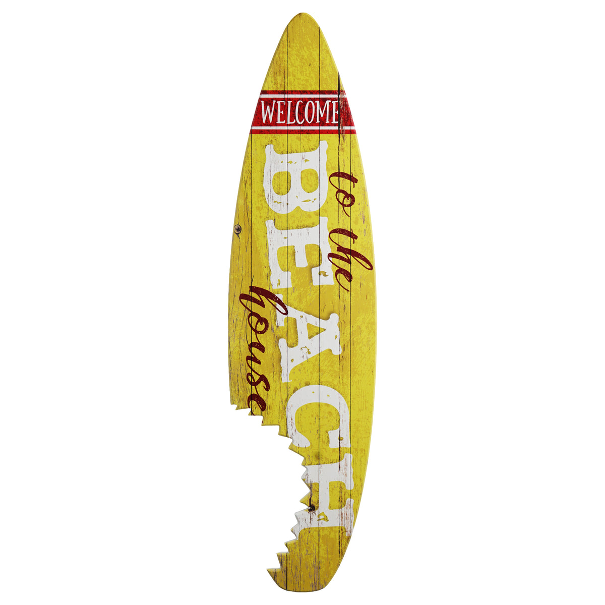 Welcome to the Beach House Shark Bite Surfboard Wall Decor - 60"x15"