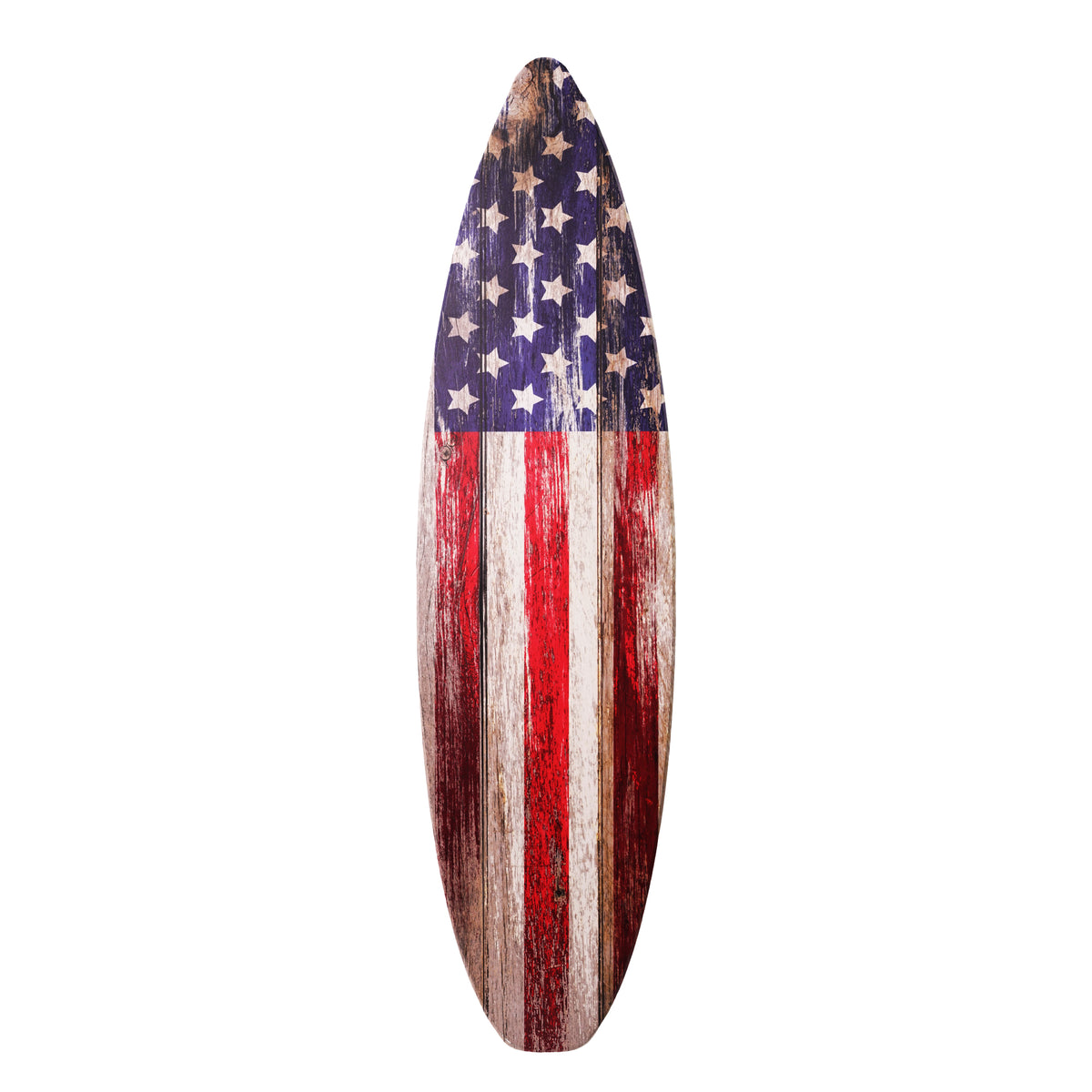 American Flag Surfboard Plaque Wall Decor - 60"x15"