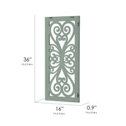 Distressed Hand-Carved Seafoam Green Wood Wall Medallion Panel, 16x36