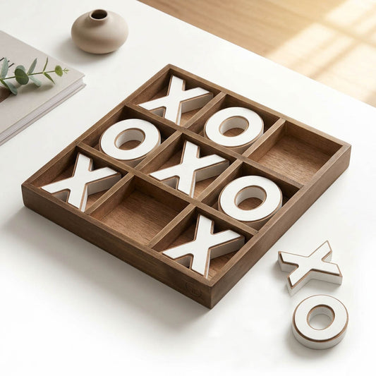 Wood Tic Tac Toe Game Board Tabletop Decor (11.8" x 11.8")