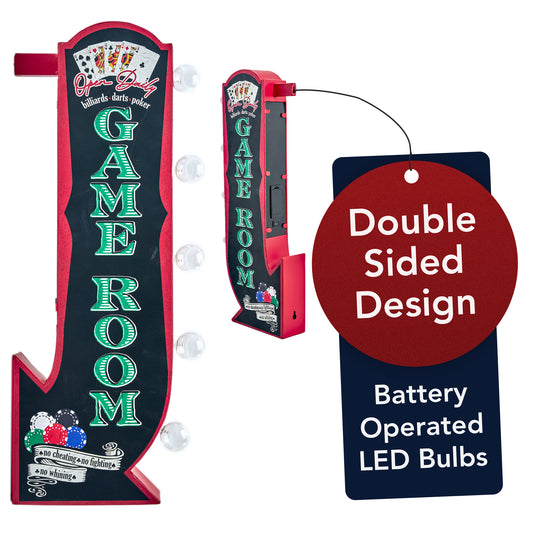 Vintage Game Room Off the Wall LED Marquee Sign, Black/Red - 25" H