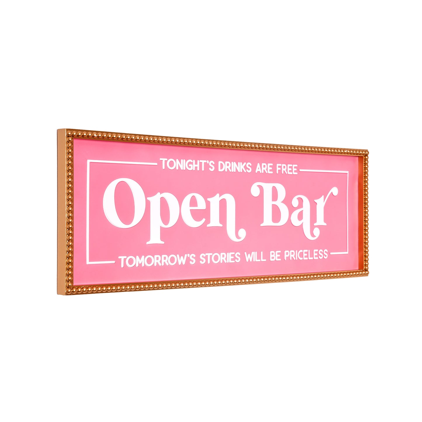 Tipsy Open Bar Framed Metal Embossed Sign