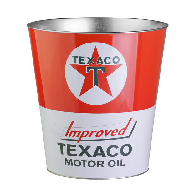 Texaco Motor Oil Decorative Metal Trash Bin Waste Basket - 11.25" x 10.5"