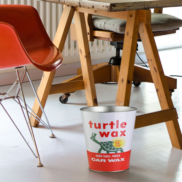 Turtle Wax Decorative Metal Trash Bin Waste Basket - 11.25" x 10.5"