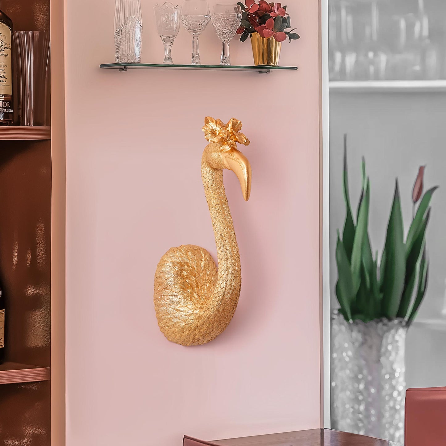 Tipsy Resin Gold Bird Head Wall Decor