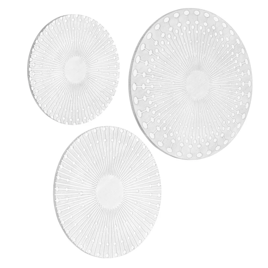 White Sunburst Carved Wall Plaques - 3 Piece Set